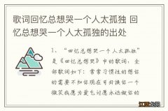 歌词回忆总想哭一个人太孤独 回忆总想哭一个人太孤独的出处