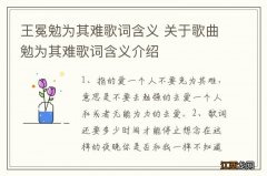 王冕勉为其难歌词含义 关于歌曲勉为其难歌词含义介绍