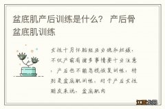 盆底肌产后训练是什么？ 产后骨盆底肌训练