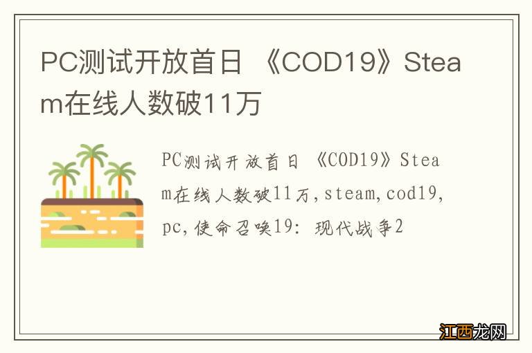 PC测试开放首日 《COD19》Steam在线人数破11万