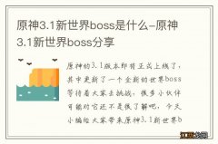 原神3.1新世界boss是什么-原神3.1新世界boss分享