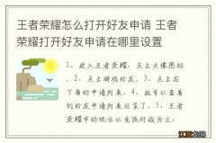 王者荣耀怎么打开好友申请 王者荣耀打开好友申请在哪里设置