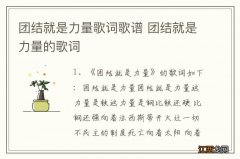 团结就是力量歌词歌谱 团结就是力量的歌词