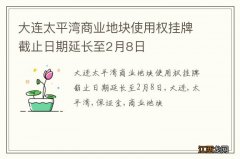 大连太平湾商业地块使用权挂牌截止日期延长至2月8日