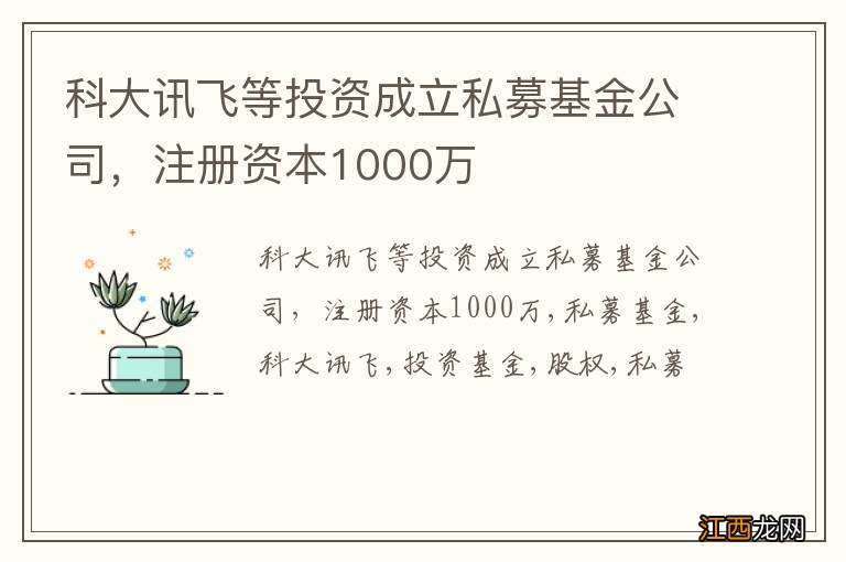 科大讯飞等投资成立私募基金公司，注册资本1000万