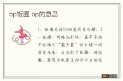 bp饭圈 bp的意思