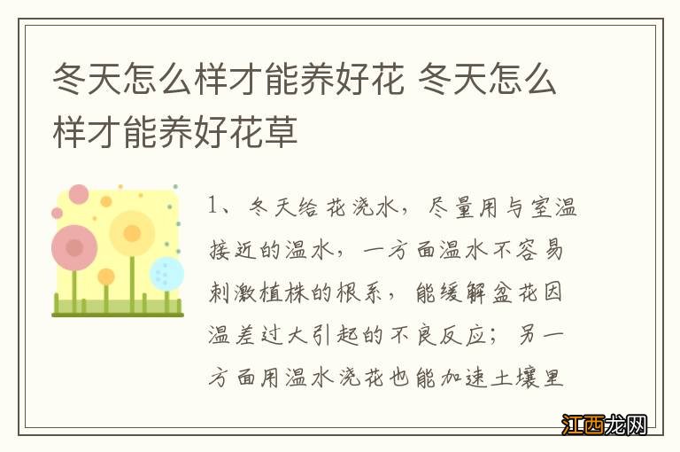 冬天怎么样才能养好花 冬天怎么样才能养好花草