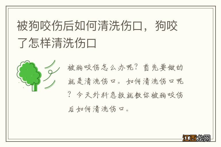 被狗咬伤后如何清洗伤口，狗咬了怎样清洗伤口