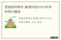 受益硅料降价 晶澳科技2022年净利预计翻倍