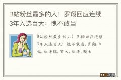 B站粉丝最多的人！罗翔回应连续3年入选百大：愧不敢当