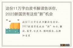 这份11万字白皮书解读告诉你，2023新国货有这些“新”机会