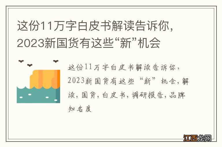 这份11万字白皮书解读告诉你，2023新国货有这些“新”机会