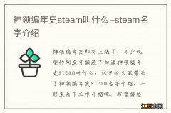 神领编年史steam叫什么-steam名字介绍