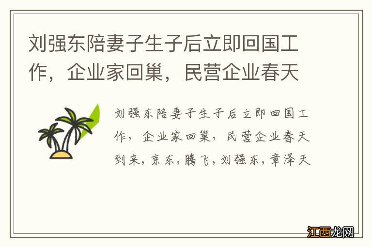 刘强东陪妻子生子后立即回国工作，企业家回巢，民营企业春天到来