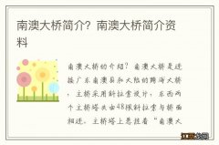 南澳大桥简介？南澳大桥简介资料