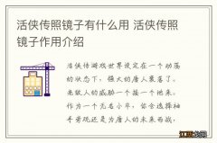 活侠传照镜子有什么用 活侠传照镜子作用介绍