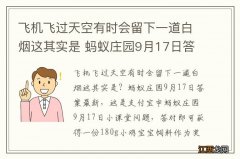 飞机飞过天空有时会留下一道白烟这其实是 蚂蚁庄园9月17日答案最新