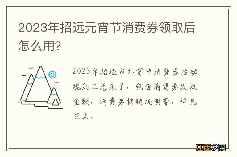 2023年招远元宵节消费券领取后怎么用？