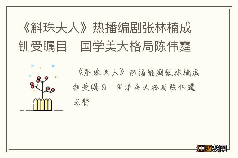 《斛珠夫人》热播编剧张林楠成钏受瞩目国学美大格局陈伟霆点赞