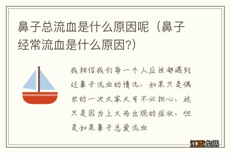 鼻子经常流血是什么原因? 鼻子总流血是什么原因呢