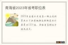 青海省2023年省考职位表