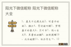 阳光下微信昵称 阳光下微信昵称大全