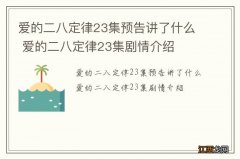 爱的二八定律23集预告讲了什么 爱的二八定律23集剧情介绍