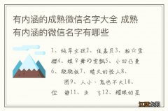 有内涵的成熟微信名字大全 成熟有内涵的微信名字有哪些