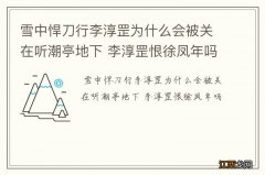 雪中悍刀行李淳罡为什么会被关在听潮亭地下 李淳罡恨徐凤年吗