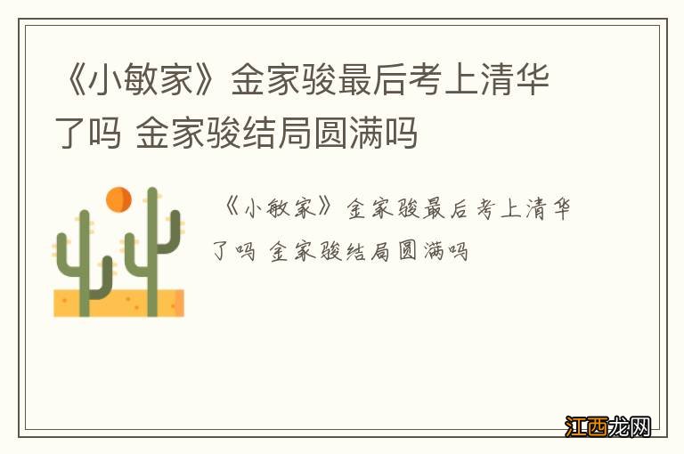 《小敏家》金家骏最后考上清华了吗 金家骏结局圆满吗