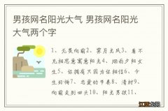 男孩网名阳光大气 男孩网名阳光大气两个字