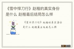 《雪中悍刀行》赵楷的真实身份是什么 赵楷最后结局怎么样