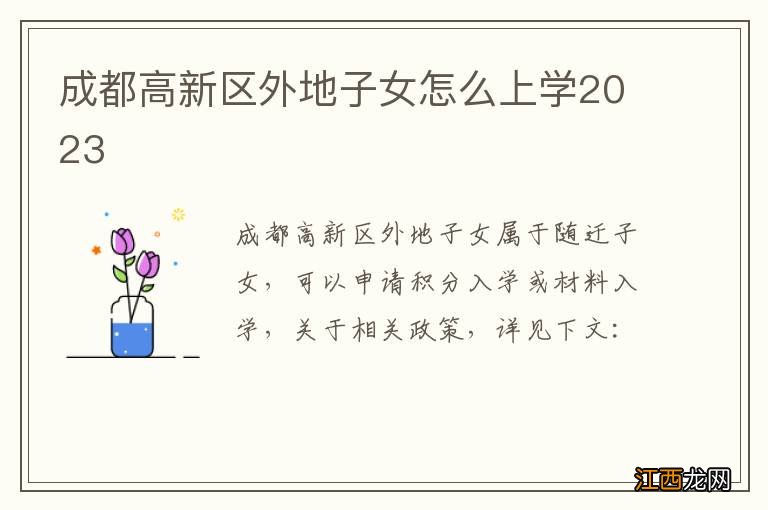 成都高新区外地子女怎么上学2023