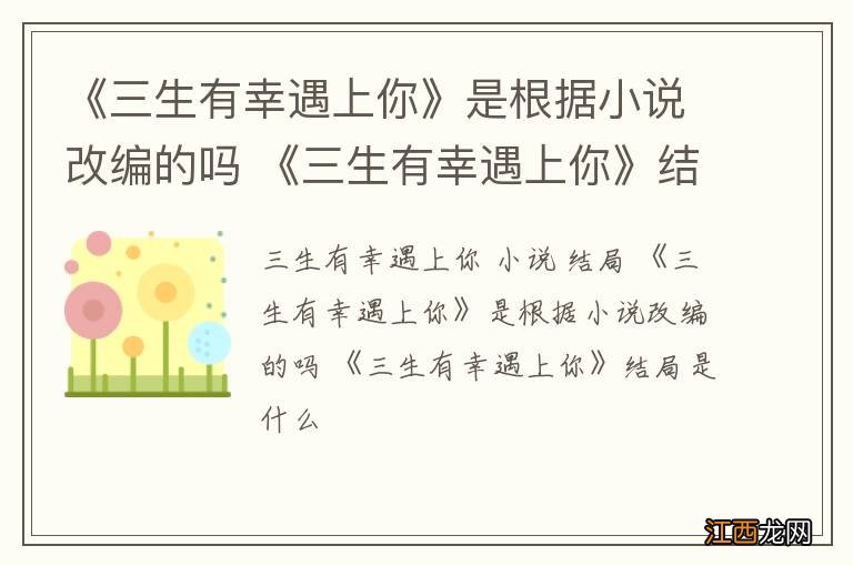 《三生有幸遇上你》是根据小说改编的吗 《三生有幸遇上你》结局是什么