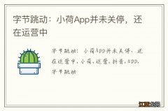 字节跳动：小荷App并未关停，还在运营中