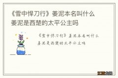 《雪中悍刀行》姜泥本名叫什么 姜泥是西楚的太平公主吗