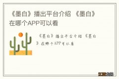 《墨白》播出平台介绍 《墨白》在哪个APP可以看