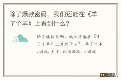 除了爆款密码，我们还能在《羊了个羊》上看到什么？