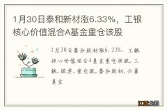 1月30日泰和新材涨6.33%，工银核心价值混合A基金重仓该股