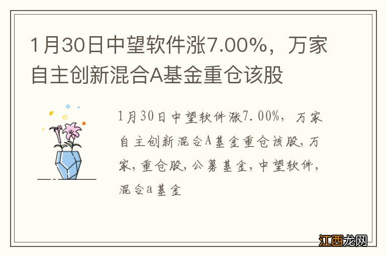 1月30日中望软件涨7.00%，万家自主创新混合A基金重仓该股