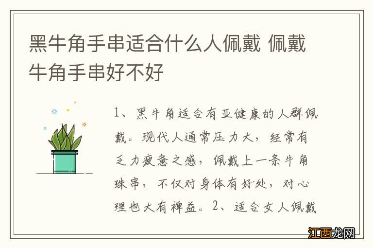 黑牛角手串适合什么人佩戴 佩戴牛角手串好不好