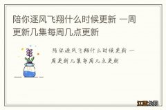 陪你逐风飞翔什么时候更新 一周更新几集每周几点更新