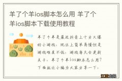 羊了个羊ios脚本怎么用 羊了个羊ios脚本下载使用教程