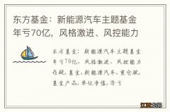 东方基金：新能源汽车主题基金年亏70亿，风格激进、风控能力存疑