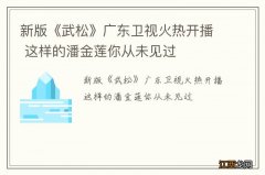 新版《武松》广东卫视火热开播 这样的潘金莲你从未见过