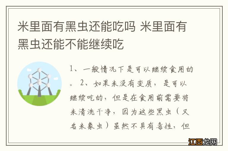 米里面有黑虫还能吃吗 米里面有黑虫还能不能继续吃