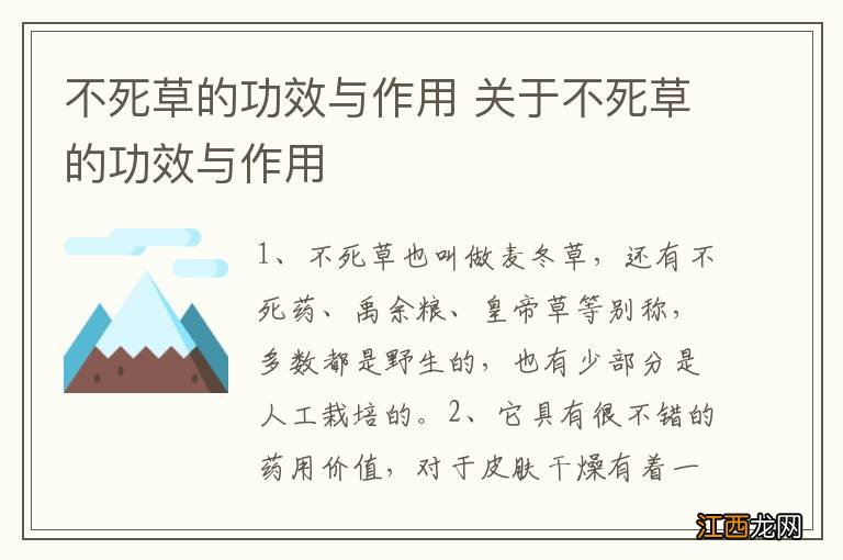 不死草的功效与作用 关于不死草的功效与作用