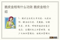 脆皮金桔有什么功效 脆皮金桔介绍