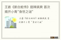 王嵛《新白蛇传》甜辣飒爽 首次揭开小青“身世之谜”