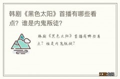 韩剧《黑色太阳》首播有哪些看点？谁是内鬼叛徒？